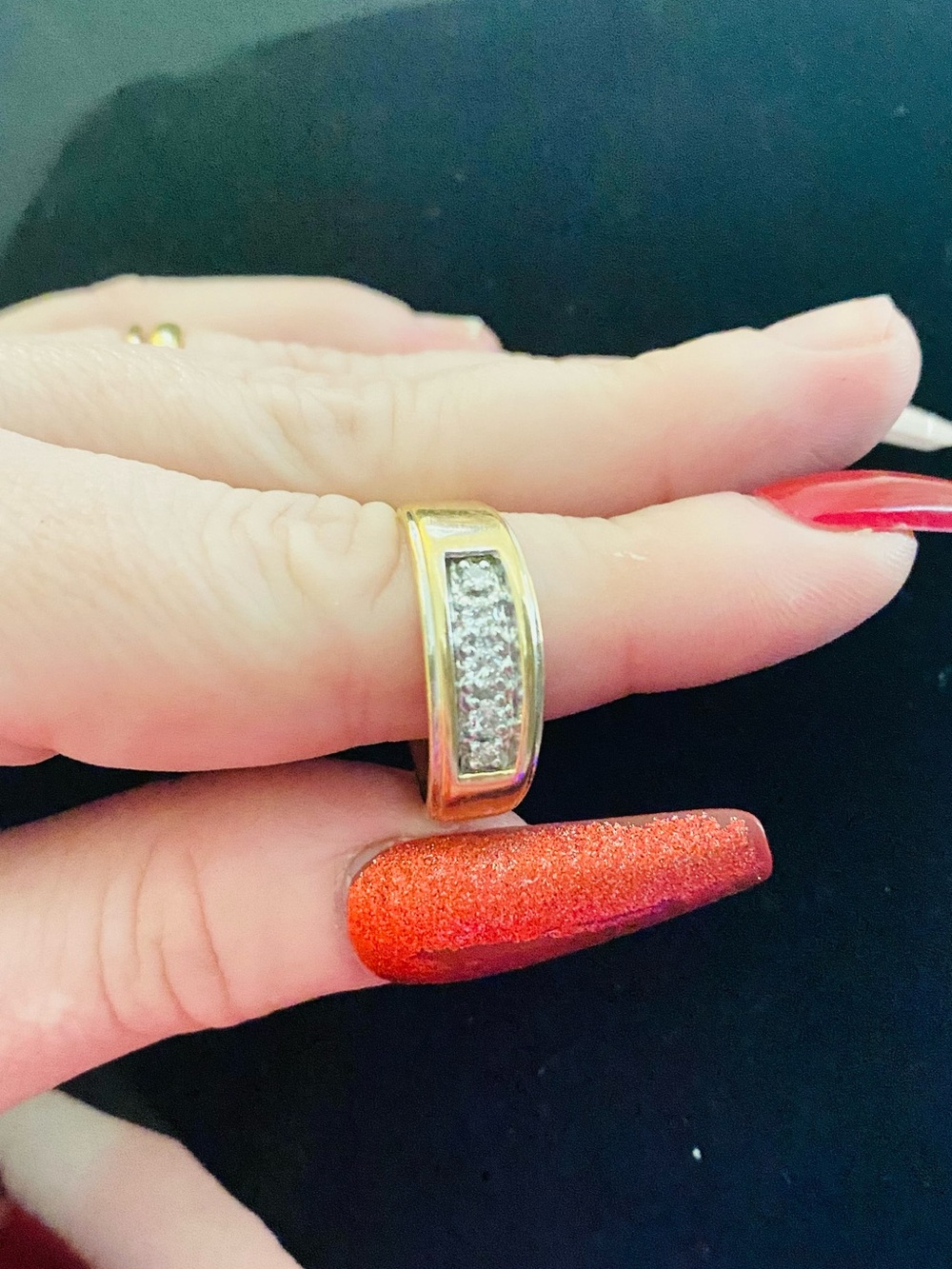 Men’s Vintage 14k Gold 5 Diamond Wedding Channel Setting Band Ring 7.54g Size 11 - Picture 5 of 5